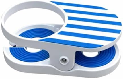 Clip On Cup Holder for Beach Chair, Portable Drink Clamp Attachments Fits Zero Gravity, Adirondack, Desk, Pool Lounger, Cruise - Holds Coffee Mugs, Water Bottles, Cans，Blue by Unknown