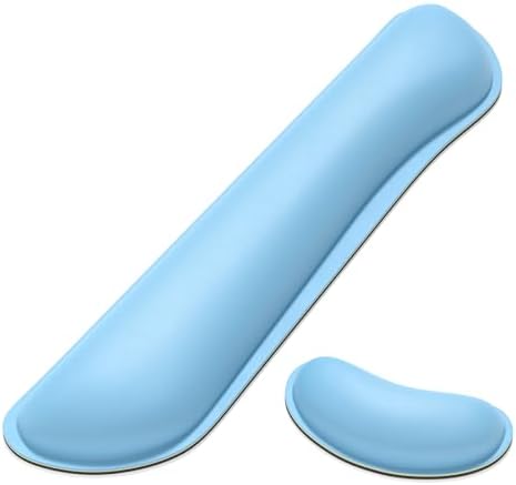 Dapesuom Keyboard Wrist Rest Set, Cute PU Leather Wrist Cushion for Computer Keyboard and Mousepad, Memory Foam Mouse Pad Rests Support with Non-Slip Base for Typing Pain Relief, Laptop, Sky Blue by Unknown