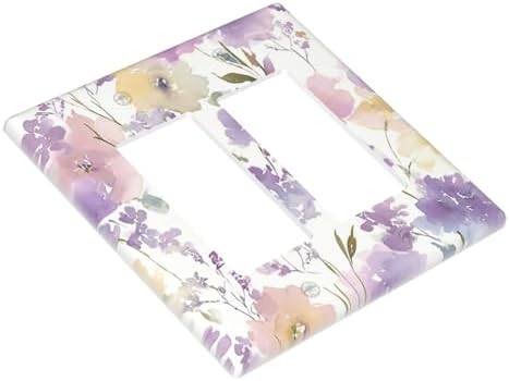 Decorative Outlet Covers Purple Floral Watercolor Wildflower 2 Gang Light Switch Cover Plate Double Rocker Wall Plate Gfci Switch Plate Covers Plug Faceplate for Bedroom Decor - Image 3