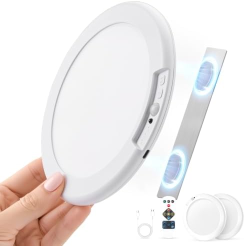 Combuh Rechargeable Motion Sensor Ceiling Light with Remote Wireless, 60 Days Battery Powered Shower Lamp Magnetic Dimming Timing Stick on Cordless Lighting for Closet Pantry without Electricity 2Pack by Combuh
