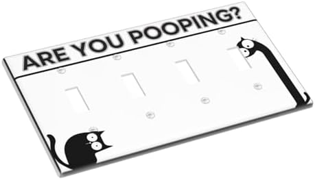 Decorative Switch Plate Covers Funny Bathroom Art with Are You Pooping 4 Gang Light Switch Cover Plate Quad Toggle Wall Plate 4 Hole Electrical Switchplatedimmer Faceplate for Country Decor - Image 3