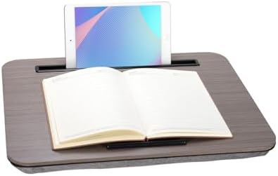 Portable Laptop Desk Fits Up to 16“ Laptops, with Tablet Slot, Built-in Cushion, Great for Home & Office,Lap Desk with Cushion (Walnut, Medium) by YUELAKE