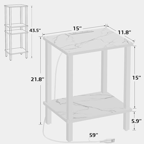 TUTOTAK End Table with Charging Station, Side Table, Nightstand - Image 3