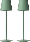 Kakanuo Cordless Table Lamp Rechargeable Green - KK 2 Pack 5000mAH Battery Operated Lamp for Dining Table, 3 Color Stepless Dimming Wireless Lamp for Counter, Outdoor Patio, Touch Control by KakanuoLightings