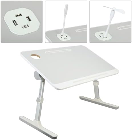 Laptop Desk Foldable Bed, Table Folding Breakfast Tray, Adjustable Laptop Bed Table with Heights and Angles, Foldable Table with Storage Drawer Eating, Working, Writing, Gaming, Drawing Grey - Image 5