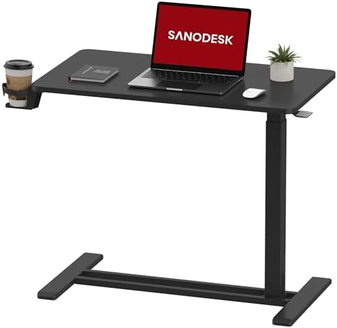 SANODESK 32'' Mobile Standing Desk with Hidden Wheels,Pneumatic Laptop Desk by sanodesk