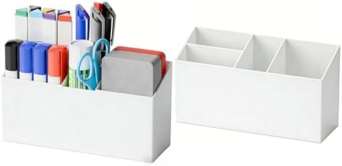 Yieach 2 Pack Magnetic Marker Holder for Whiteboard with Magnet and Adhesive - Non Slip Acrylic Magnetic Pen Cup and Dry Erase Marker Holder for Expo,Refrigerator,Locker and Classroom Organizer,White by Yieach