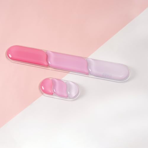 EPOMAKER CloudGel Wrist Rest for Keyboard and Mouse, 2 Pieces | Silicone Wrist Support, Anti-Slip Rubber Bottom, Ergonomic Design, Suitable for Office/Computer/Laptop/Gaming (Pink) by EPOMAKER