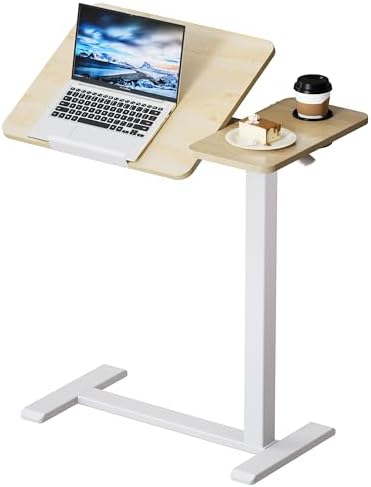 BZIUM Overbed Bedside Table with Hidden Wheels, Adjustable Medical Tilt Top Hospital Bed Table Over The Bed, Rolling Desk Mobile Standing Desk (27.6x15.8, Maple) by Unknown