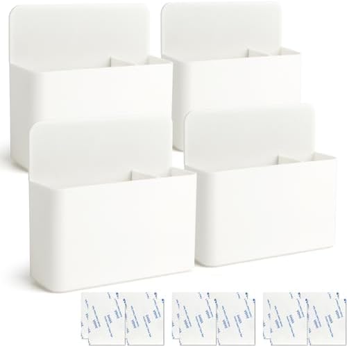 noonebutyou 4-in-1 Magnetic Marker Holder - Dry Erase, Wall Mount, Self-Adhesive Pen Holder for Whiteboard, Fridge, Home Office, School (White) by noonebutyou