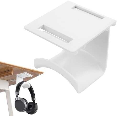 YAODHAOD Headset Hanger Holder Wall Mount, Sticky Headset Stand Holder Clip Under Desk for All Headphone/Controller (White,Removable Hanging Style) by YAODHAOD