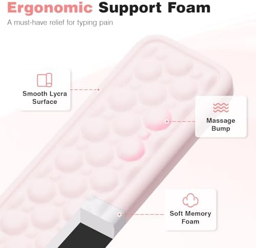 Ospelelf Ergonomic Mouse Pad and Keyboard Wrist Rest, Typing Wrist Pad with Support, Desk Mousepad Set for Office, Pink - Image 5