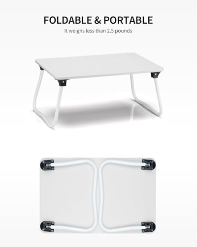 Ruxury Foldable Lap Desk Laptop Stand Bed Desk Table Tray, Breakfast Serving Tray, Portable & Lightweight Mini Table, Lap Tablet Desk for Sofa Couch Floor - White - Image 6