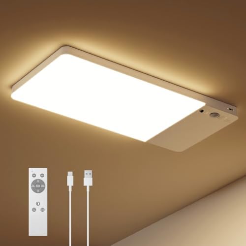 FULEN Rechargeable Motion Sensor Ceiling Light Upgraded,Closet Light with 12000mAh Battery, LED Shower Lights, Ceiling Lamp for Bathroom,Pantry,Garage,Remote Control by FULEN