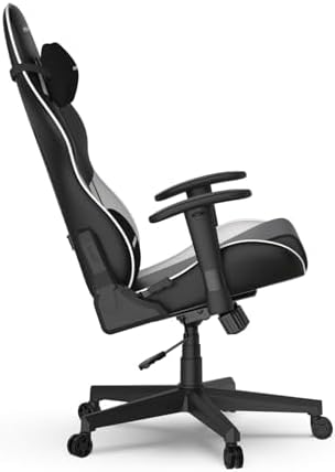 DXRacer Prince Series L Gaming Chair - Reclining, Ergonomic & Comfortable Computer Chair with 2D Armrest, Wing-Shaped Seat Base & Headrest Pillow Faux Leather (Faux Leather, Black & White) - Image 6