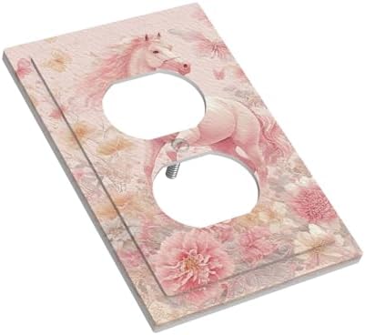 Outlet Covers Fantastical Pink Horse and Flowers Decorative 1 Gang Duplex Light Switch Cover Plate Single Electrical Receptacle Wall Plate Plug Switchplate Faceplate for Bedroom Decor - Image 3