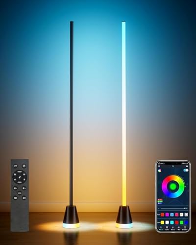 2 Pack Corner Floor Lamp, Smart RGB LED 60 Inch Standing Lamp with 344 LEDs, App & Remote Control, 16 Million Colors & Music Sync for Bedroom, Gaming Room, Home Decor, Modern Ambient Lighting by Boostool