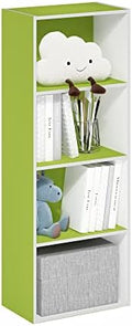 Furinno LUDER 4-Tier Book Shelf, Open Shelves Bookshelf, Green/White by Furinno-FitsYourSpaceFitsYourBudget