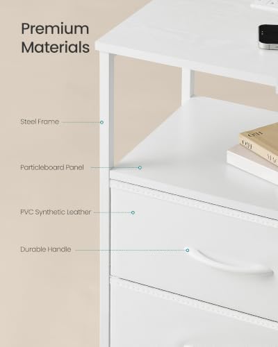 SONGMICS Nightstand with Charging Station, 3 Fabric Drawers - Image 6