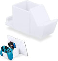 Desk Organizer with Game Controller Holder, Tablet Stand for iPads/iPhones, TV Remote & Pen Storage, Reduce Desktop Clutter, Have All Your Side Table Items in One Space (White) by Brainwavz