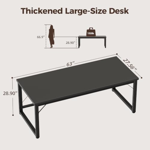 Mericonia 63x28 Inch Computer Desk, 1" Thick Heavy Duty Office Table - Image 2