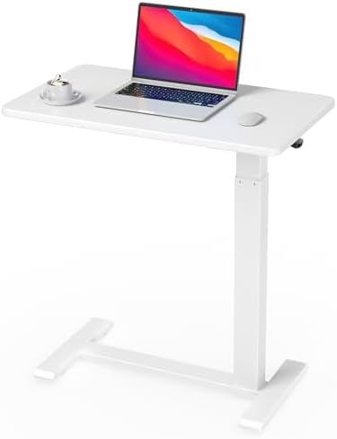 Ywin Hospital Bedside Table with Wheels, Pneumatic Lift, White by Unknown