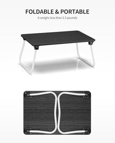 Ruxury Foldable Lap Desk Laptop Stand Bed Desk Table Tray, Breakfast Serving Tray, Portable & Lightweight Mini Table, Lap Tablet Desk for Sofa Couch Floor - Black - Image 6