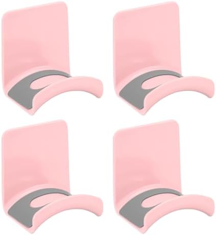 uxcell Headphone Stand, 4 Pcs ABS Headset Holder Adhesive Headphone Holder Hook Mount Headphone Hanger Hook Under Desk for Gaming Headphones Earphones Cables, Pink(Wall-Mounted) by uxcell