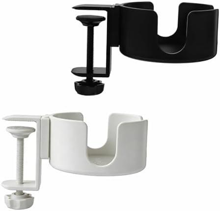 2pcs Desk Cup Holder Clamp Anti-Spill Desk Drink Holder Clip for Gaming Desk Accessories Office Desk Home Office Organization (Black, White) by Unknown