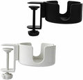 2pcs Desk Cup Holder Clamp Anti-Spill Desk Drink Holder Clip for Gaming Desk Accessories Office Desk Home Office Organization (Black, White) by Unknown