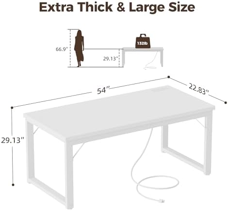 Mericonia 54 Inch Computer Desk, 1.2" Thick Heavy Duty Office Table - Image 2