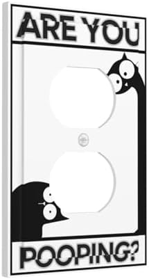 Outlet Covers Funny Bathroom Art with Are You Pooping Sign Decorative 1 Gang Duplex Light Switch Cover Plate Single Electrical Receptacle Wall Plate Plug Switchplate Faceplate for Country - Image 2