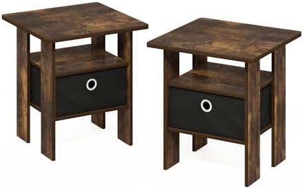 Furinno Andrey Set of 2 Square Side Table, End Table, Amber Pine - Image 5