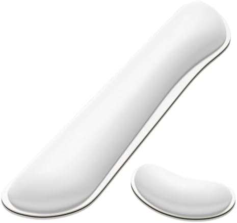 Dapesuom Keyboard Wrist Rest Set, Cute PU Leather Wrist Cushion for Computer Keyboard and Mousepad, Memory Foam Mouse Pad Rests Support with Non-Slip Base for Typing Pain Relief, Laptop, Ivory White by Unknown