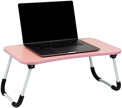 Mind Reader Lap Desk Laptop Stand, Bed Tray, Folding Legs, Couch Table, Portable, MDF, 23.25" L x 13.75" W x 10.5" H, Pink by MindReader