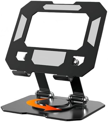 360° Rotatable Metal Tablet Stand, Adjustable Folding Desktop Stand for iPad/iPhone/Switch, Universal Use for Office/Movie/Studying/Drawing/Gaming, Black by ElevateYourEverydayEngineeredforStabilityDesignedforLife