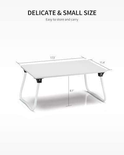 Ruxury Foldable Lap Desk Laptop Stand Bed Desk Table Tray, Breakfast Serving Tray, Portable & Lightweight Mini Table, Lap Tablet Desk for Sofa Couch Floor - White - Image 6