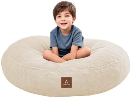 Wonder Space Bean Bag Chair – Soft Foam Filling | Removeable & Washable Cover | Ultra-Soft Plush Fabric - Minimalist Floor Cushion for Kids & Adults, Gaming, Reading and Relaxing, Beige by WonderSpace