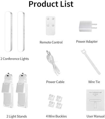 yAyusi Dual-lamp Video Conference Lighting, LED Streaming Light with Remote and Touch Control, Zoom Lighting for Computer,Webcam Laptop Monitor Ring Light for Video Calls/Zoom Meetings (White) - Image 6