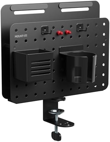 Mount-It! Desk Pegboard Organizer, 360 Rotation, Black - Image 2