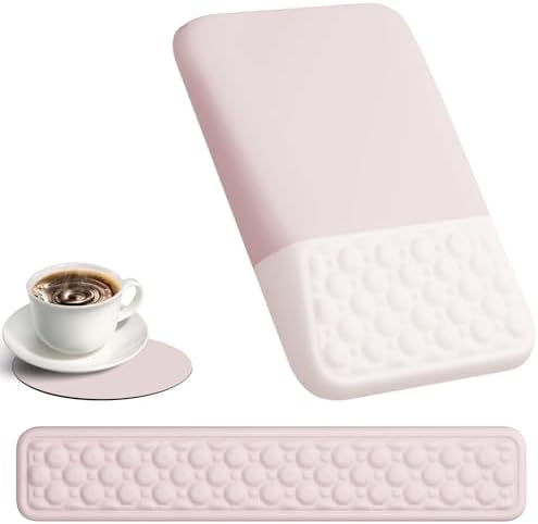 Ospelelf Ergonomic Mouse Pad and Keyboard Wrist Rest, Typing Wrist Pad with Support, Desk Mousepad Set for Office, Pink by OspelelfOfficeSupplies