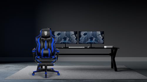 Vonesse Gaming Chairs for Adults, Gamer Chair with Footrest and Massage, Reclining Big and Tall Ergonomic Gaming Chair, Computer Chairs for Heavy People 300LBS (Blue/Black) - Image 2
