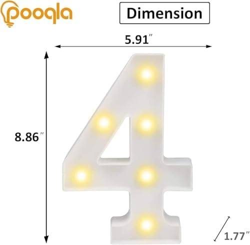 Pooqla LED Light Up Numbers 4, Warm White and Colorful Lighted Marquee Numbers with Remote, Lighted Numbers for 4th 40th Birthday Decorations, Gift for Girls Boys Her Him Anniversary Home Party Decor - Image 6