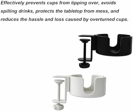 2pcs Desk Cup Holder Clamp Anti-Spill Desk Drink Holder Clip for Gaming Desk Accessories Office Desk Home Office Organization (Black, White) - Image 6