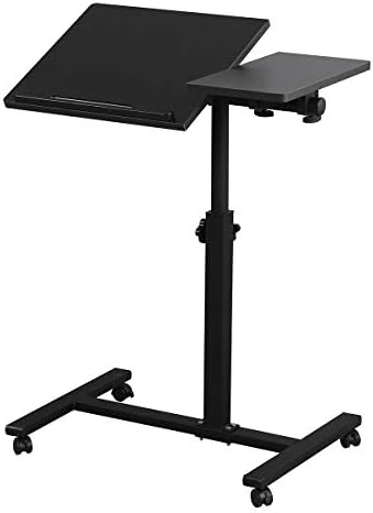 LINGMI Overbed Bedside Desk Mobile Rolling Laptop Stand Tilting Overbed Table with Wheels Height Adjustable Tray Table for Laptop Bed Sofa Side Table by Unknown