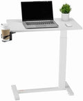 VEVOR Overbed Table, Over Bed Table with Wheels Adjustable Height, Mobile Hospital Bed Table, Rolling Laptop Desk with Fixed Top & Cup Holder, Portable Over Bed Desk for Home, Office, Study, White by VEVOR