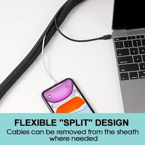 AGPTEK Cable Sleeve, 20ft - 1 inch Cable Management Cord Hider, Black - Image 4