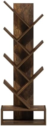 Furinno Tree Book Shelf, 7-Tier Bookshelf, Tree Bookcase with Bottom Shelf, 8.4 x 16.9 x 46.2, for Living Room, Bedroom, Home Office, Amber Pine - Image 6