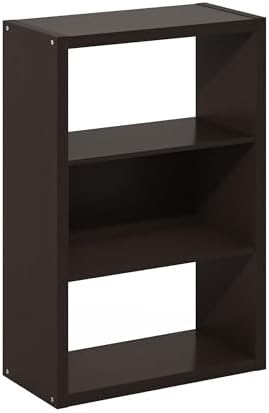 Furinno Viola 3-Tier Book Shelf, Extra Thick Frame Bookshelf, Dark Oak - Image 5