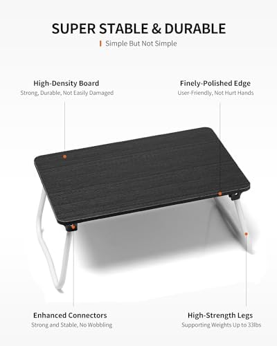 FISYOD Foldable Lap Desk, Laptop Bed Desk, Portable Bed Table, Laptop Stand for Bed & Couch, Lightweight & Mini - Black - Image 5